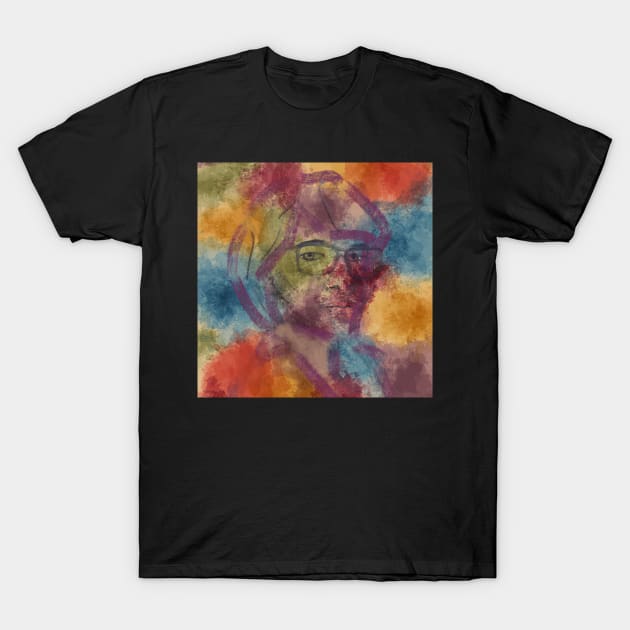 Portrait of a young man with glasses T-Shirt by gldomenech